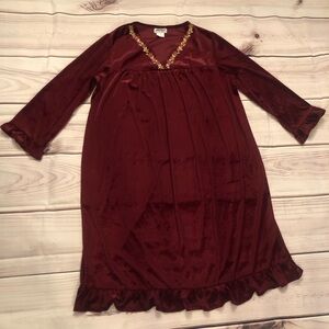 Vintage Anthony Richards Burgundy Velvet Embroidered V-neck Nightgown size 1X